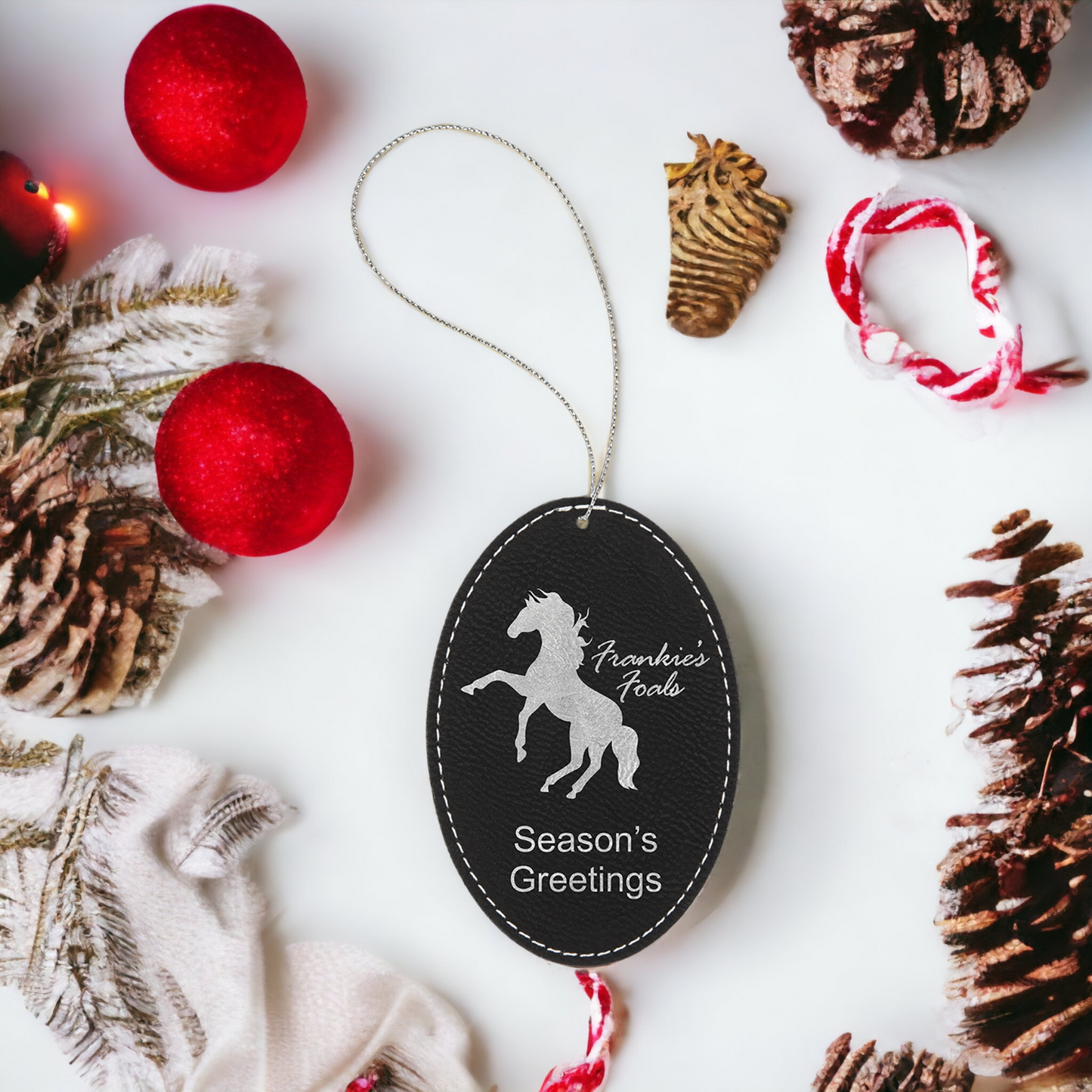 Custom Engraved Leatherette Christmas Ornaments