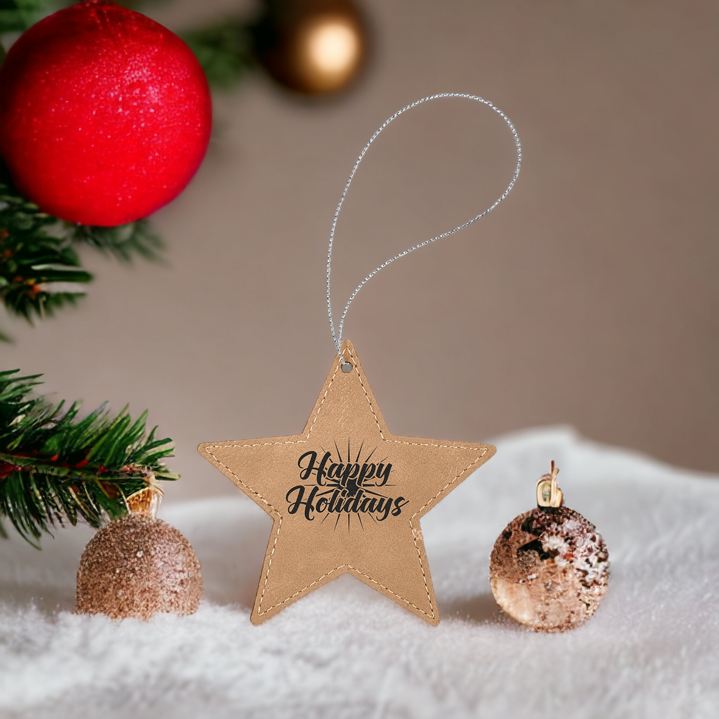 Custom Engraved Leatherette Christmas Ornaments