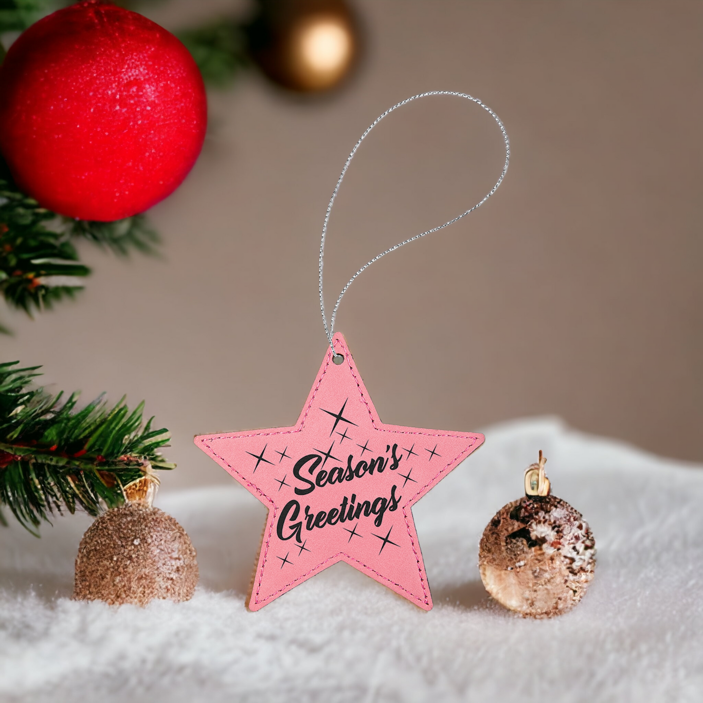 Custom Engraved Leatherette Christmas Ornaments