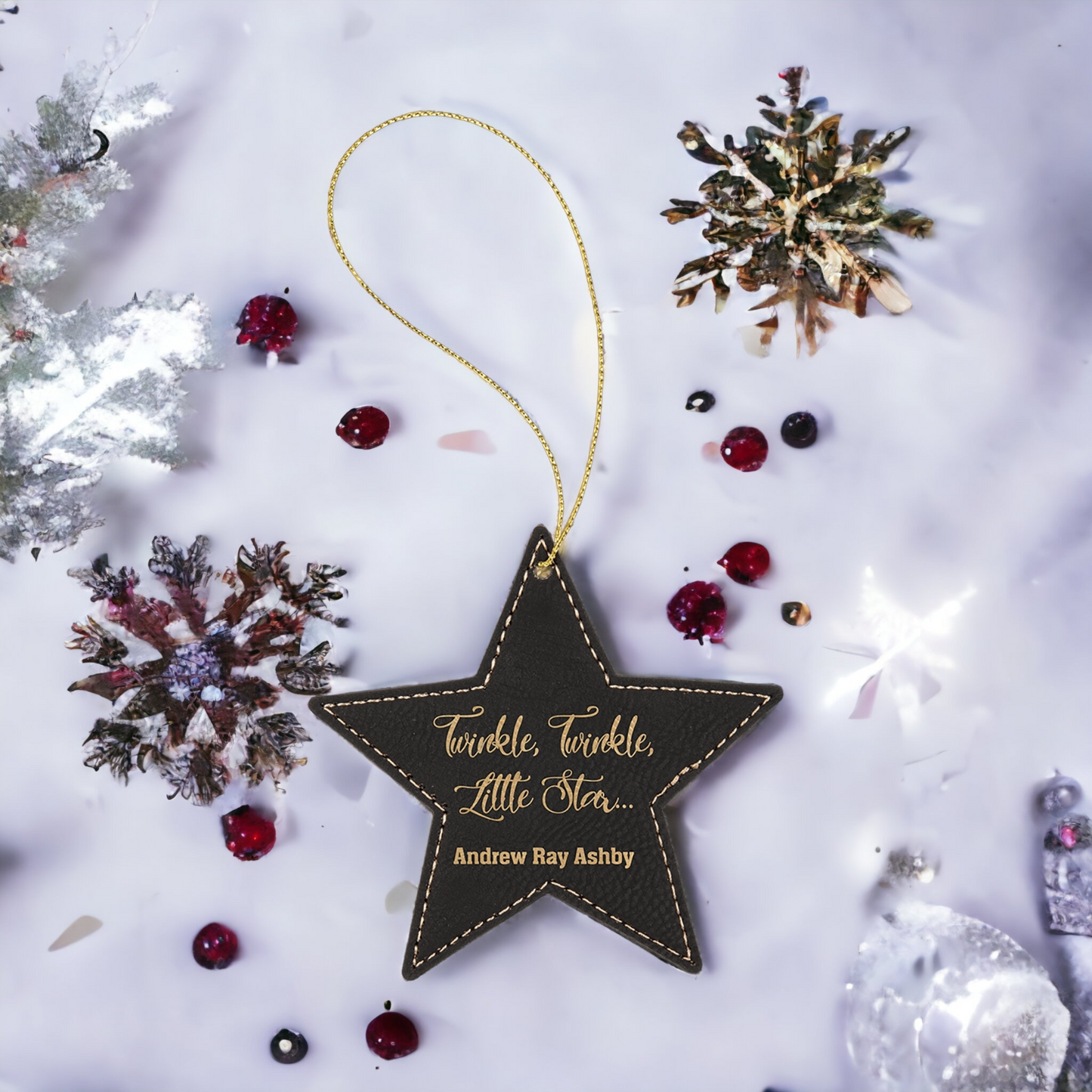 Custom Engraved Leatherette Christmas Ornaments