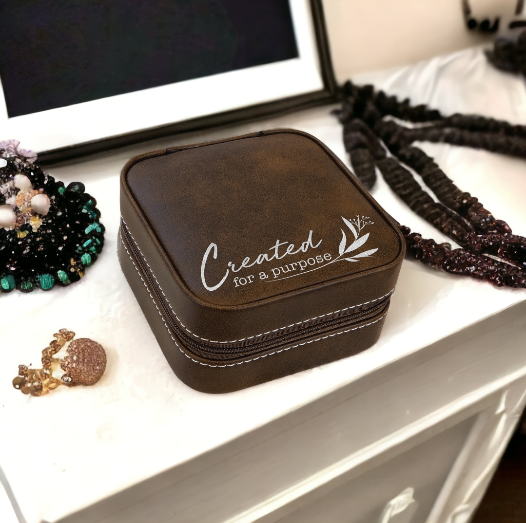 Custom Engraved 4x4 Leatherette Travel Jewelry Box