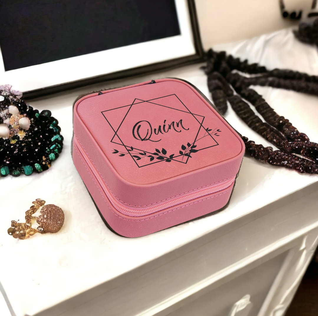 Custom Engraved 4x4 Leatherette Travel Jewelry Box