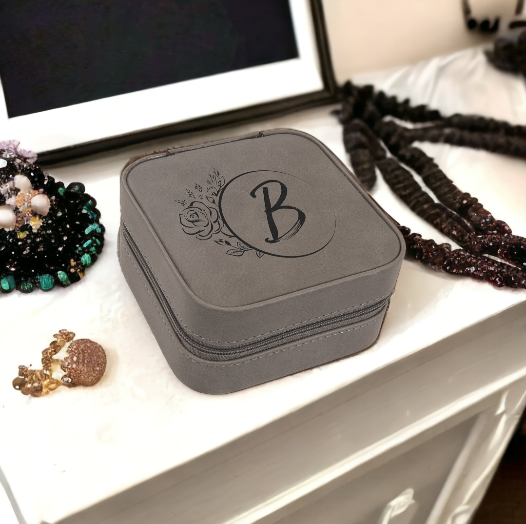 Custom Engraved 4x4 Leatherette Travel Jewelry Box