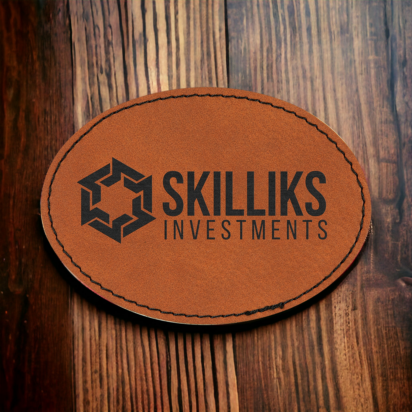 Custom Engraved Leatherette Oval Patch