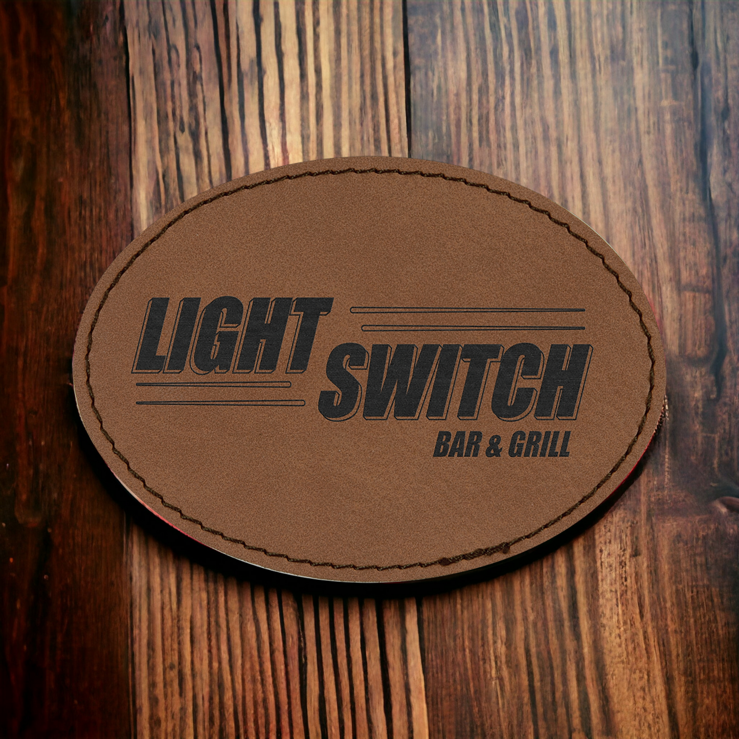 Custom Engraved Leatherette Oval Patch