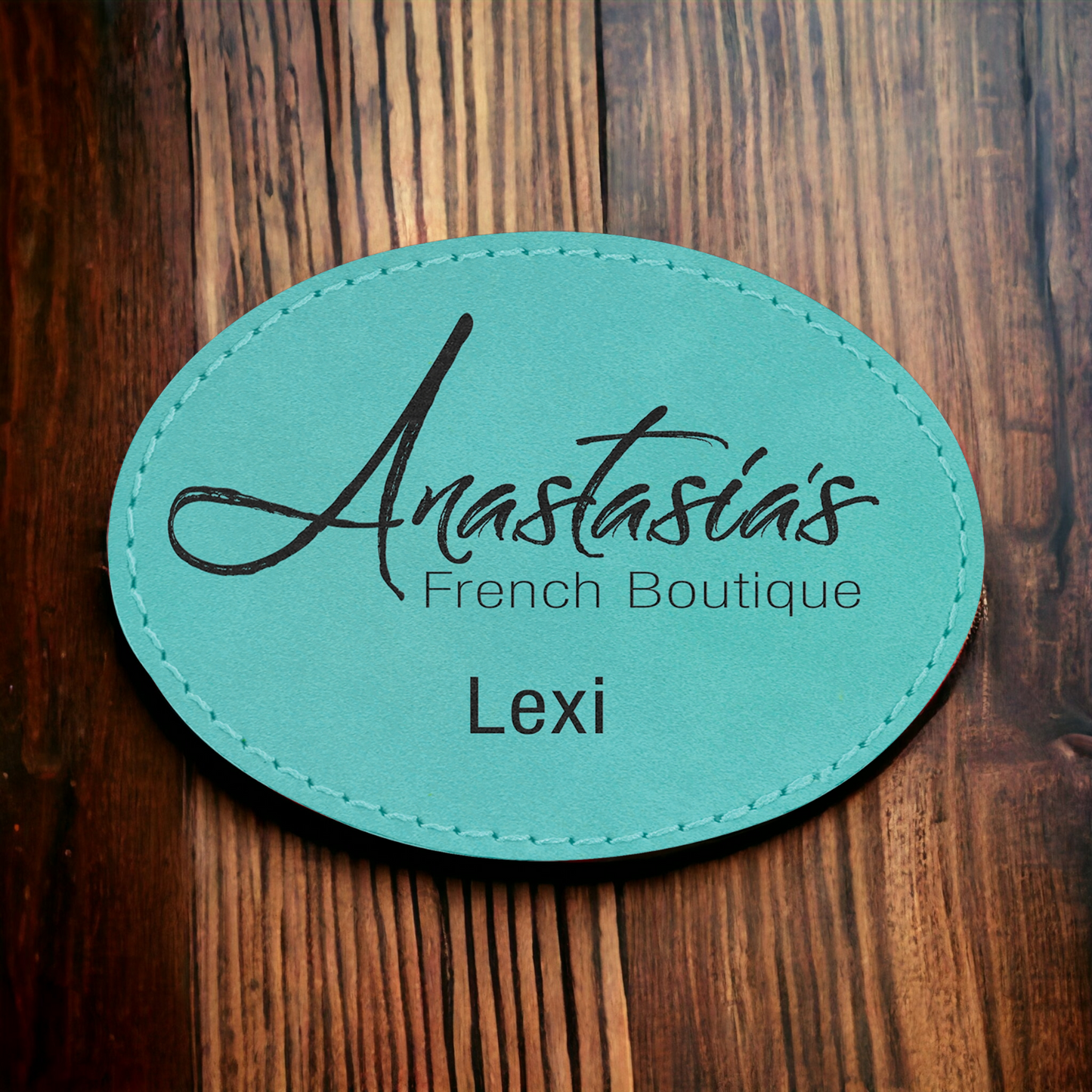 Custom Engraved Leatherette Oval Patch