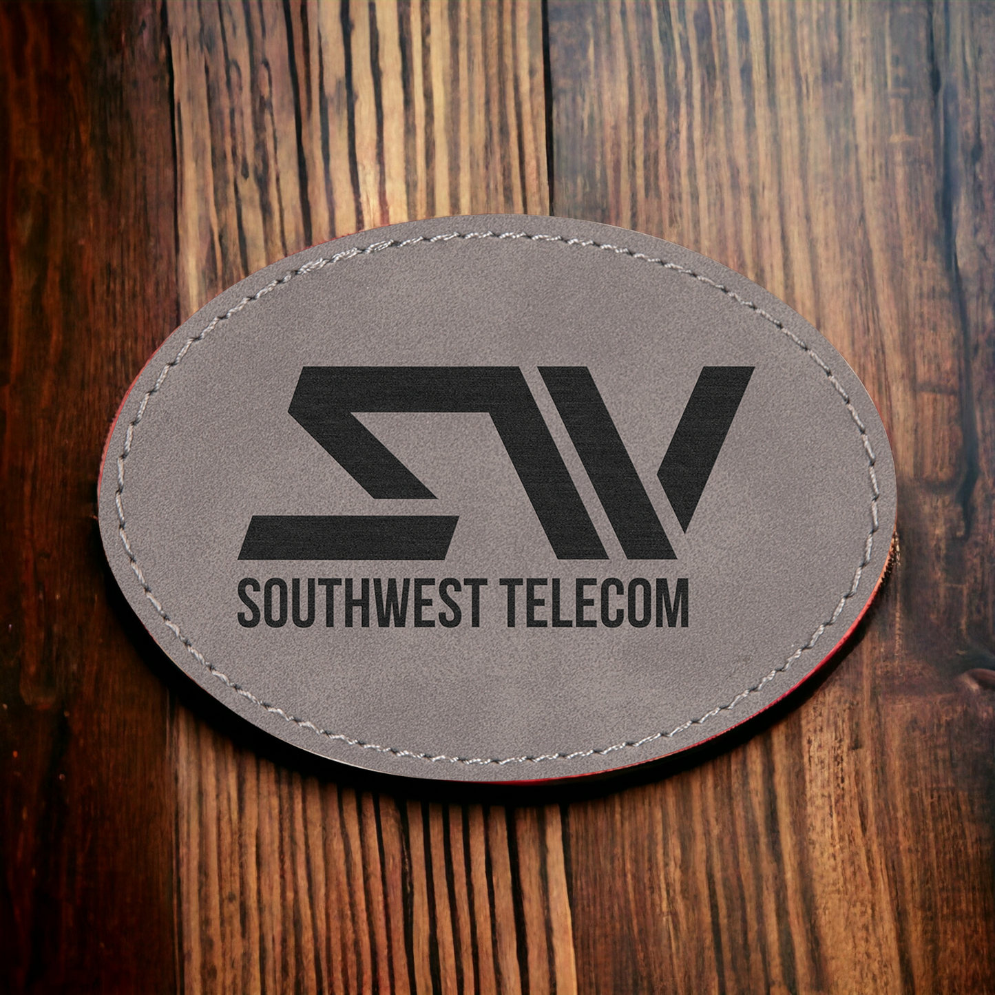 Custom Engraved Leatherette Oval Patch