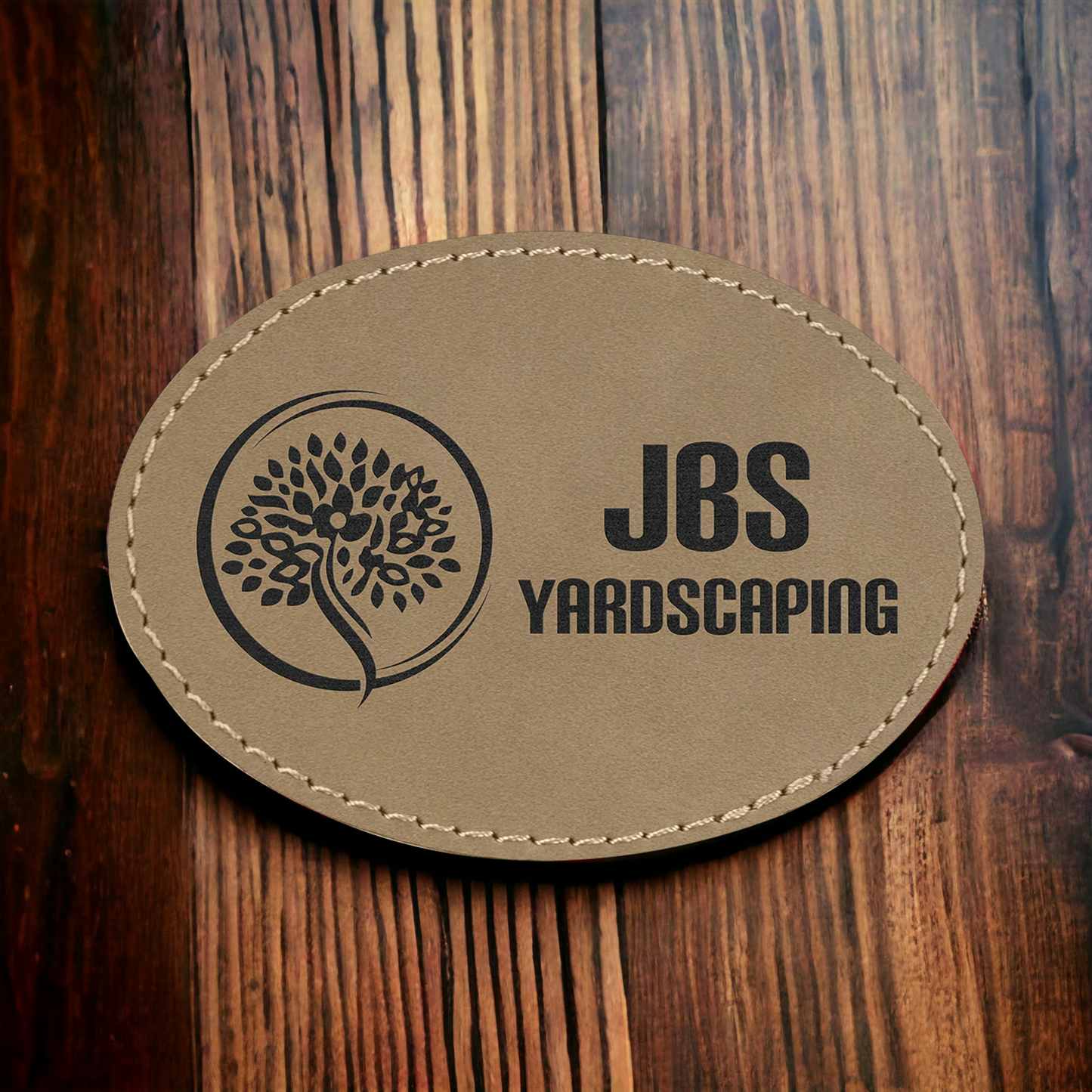 Custom Engraved Leatherette Oval Patch