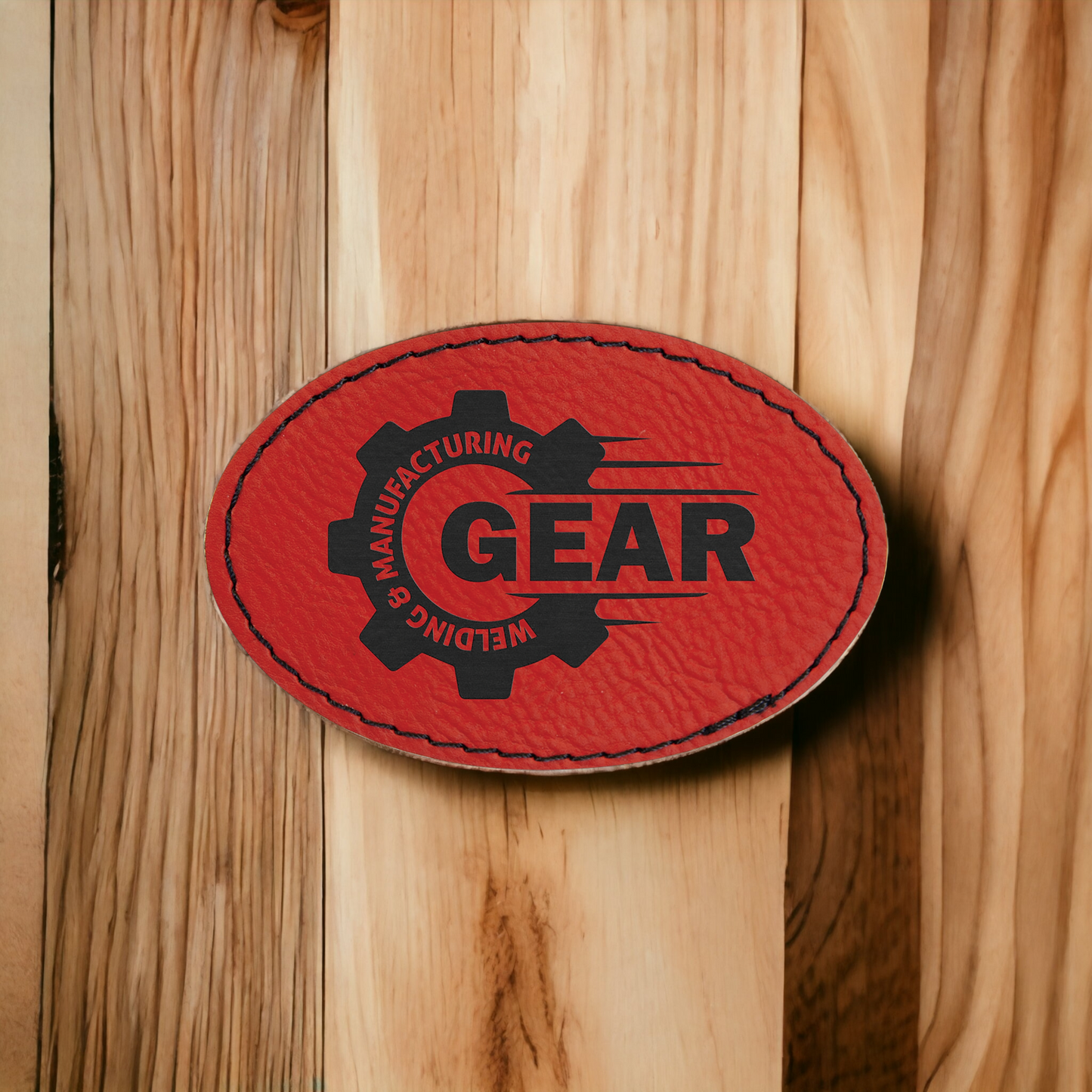 Custom Engraved Leatherette Oval Patch