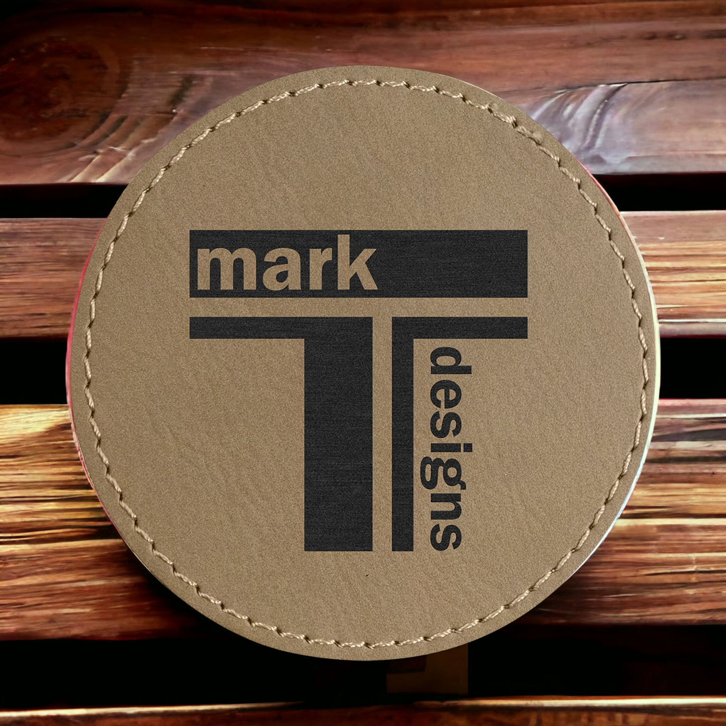 Custom Engraved Leatherette Round Patch