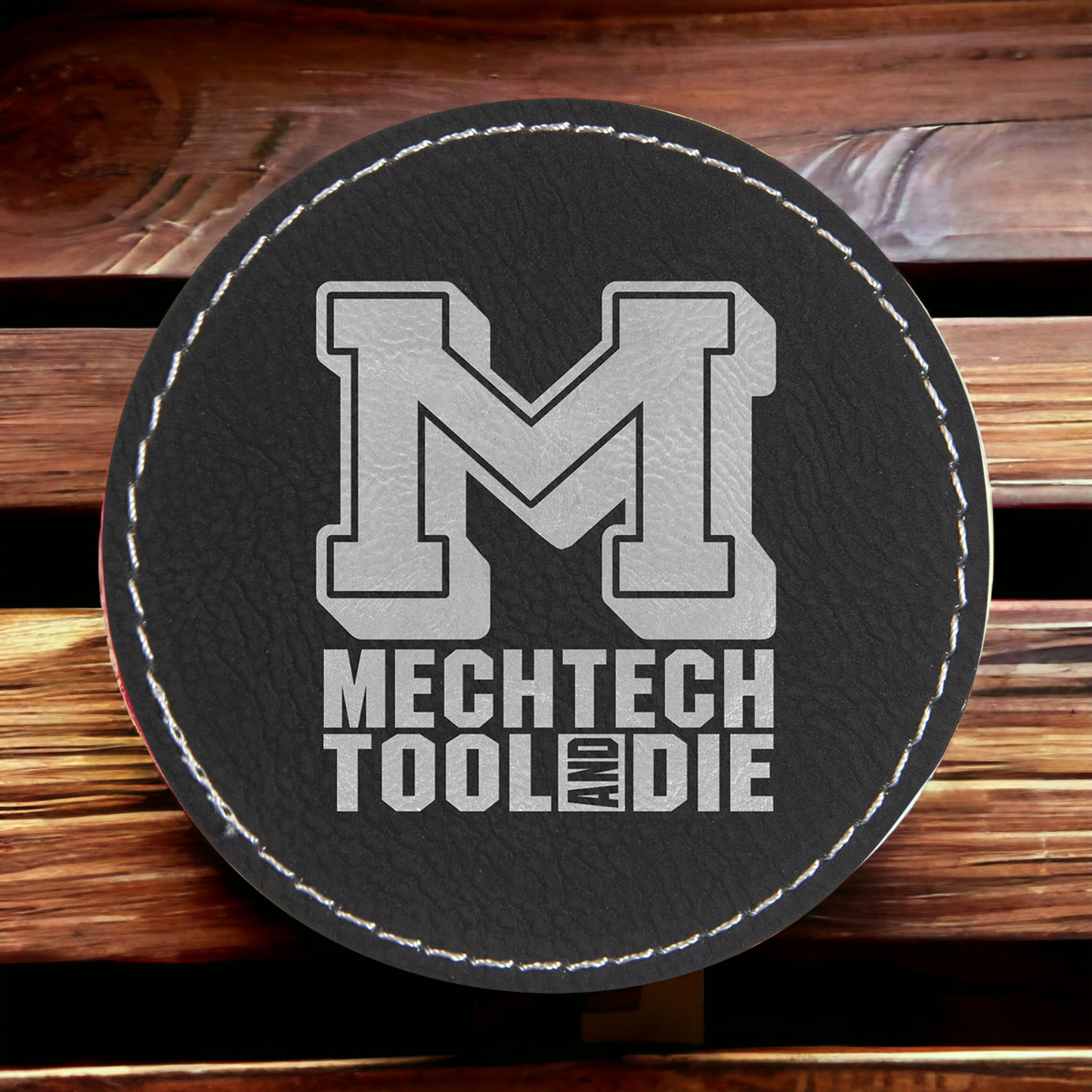 Custom Engraved Leatherette Round Patch