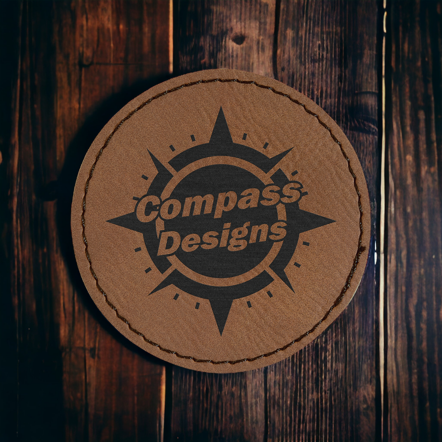 Custom Engraved Leatherette Round Patch