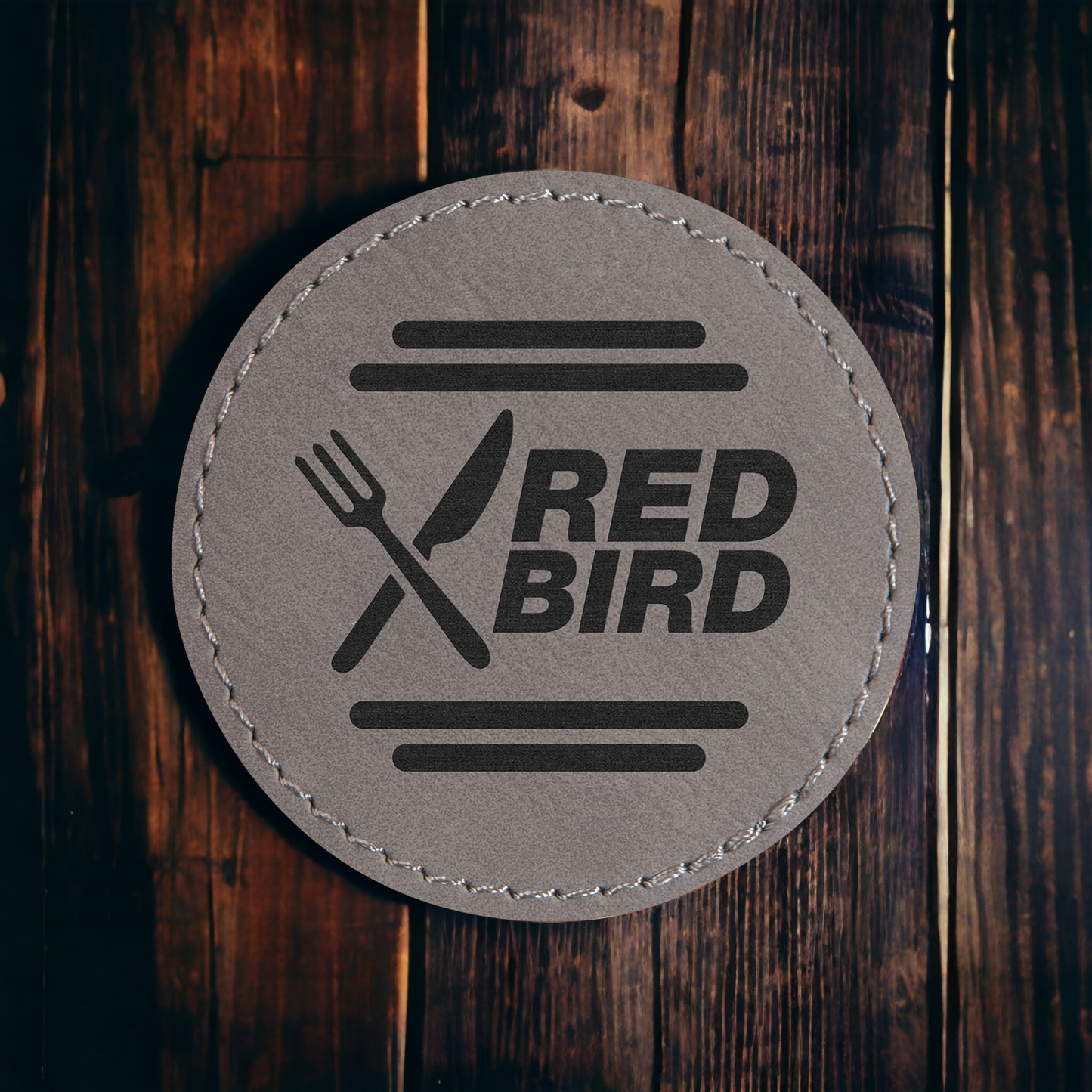 Custom Engraved Leatherette Round Patch