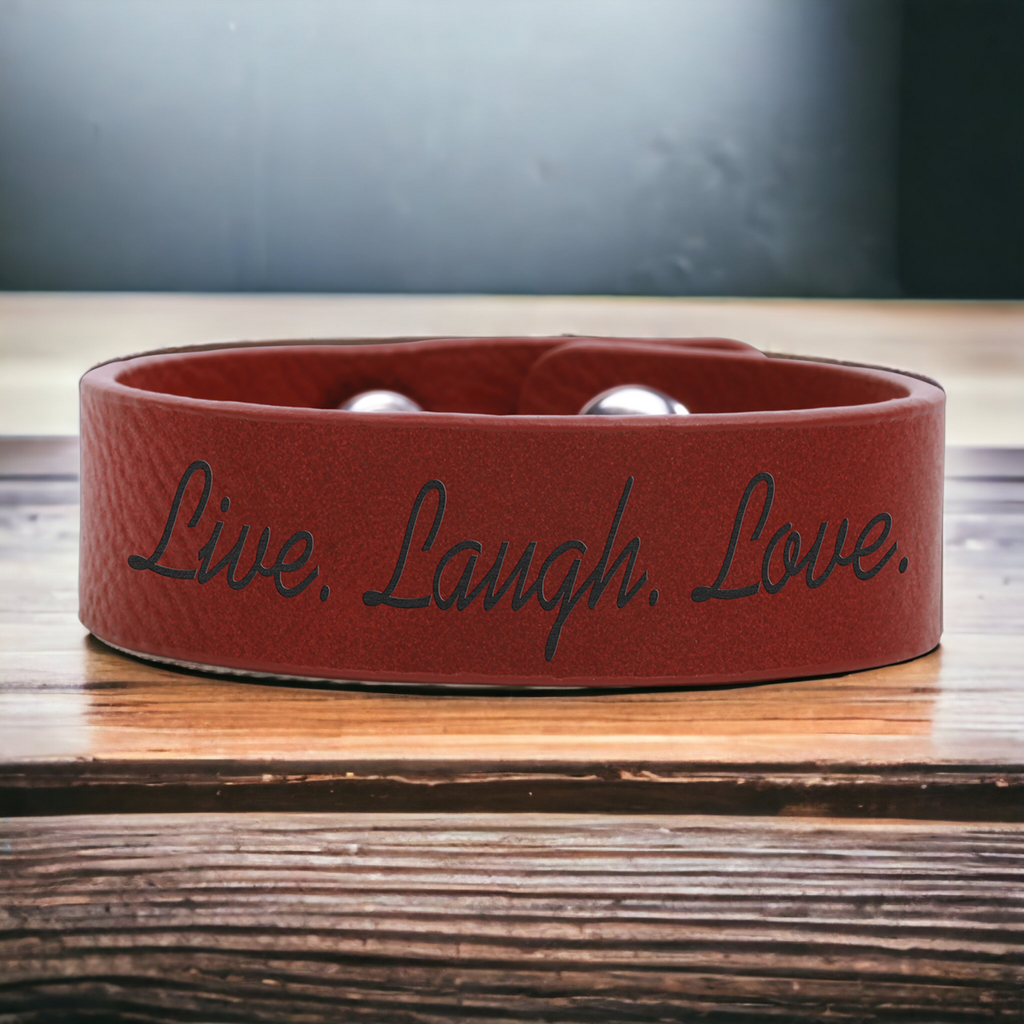 Custom Engraved Leatherette Cuff Bracelet