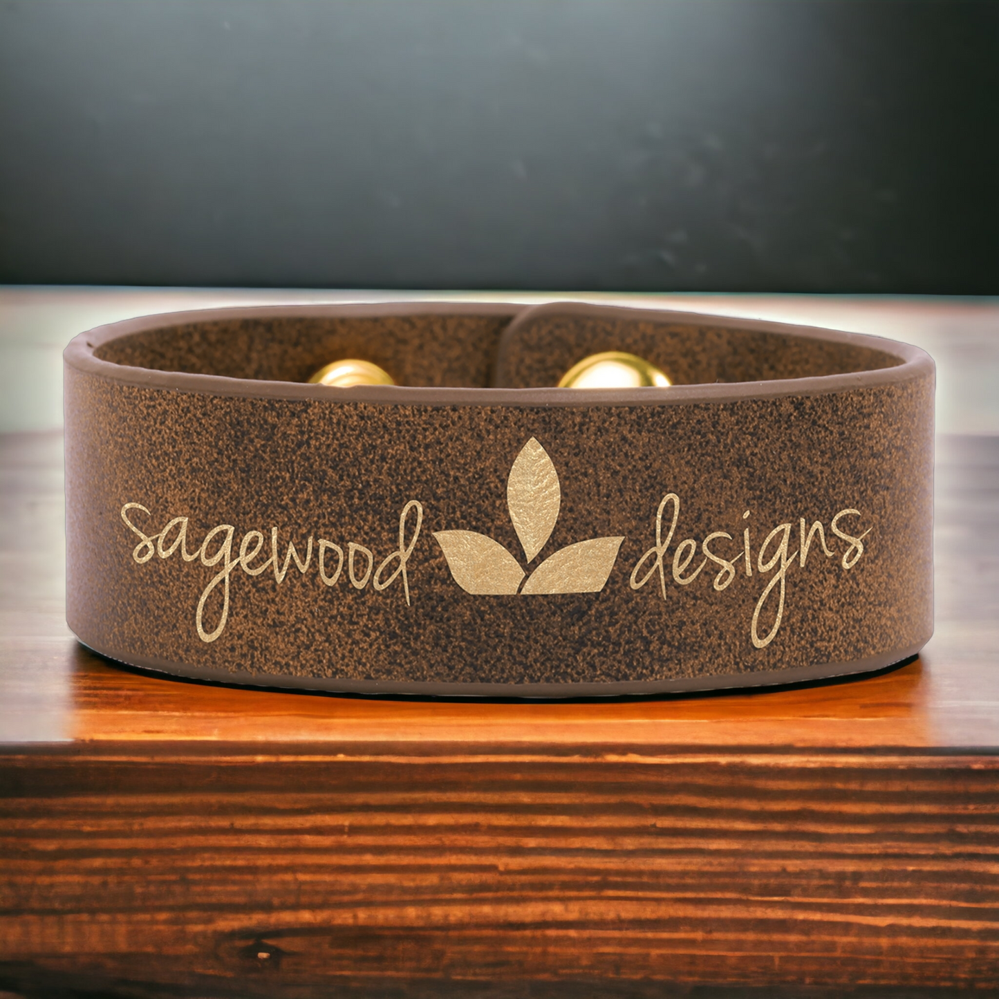 Custom Engraved Leatherette Cuff Bracelet