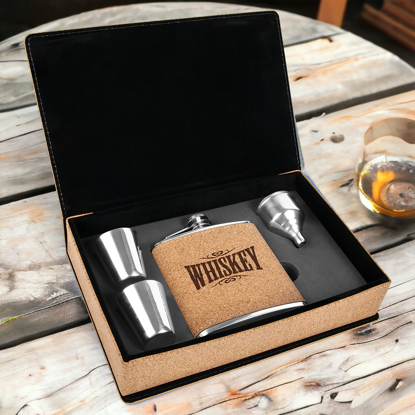 Custom Engraved 6oz Flask Gift Set