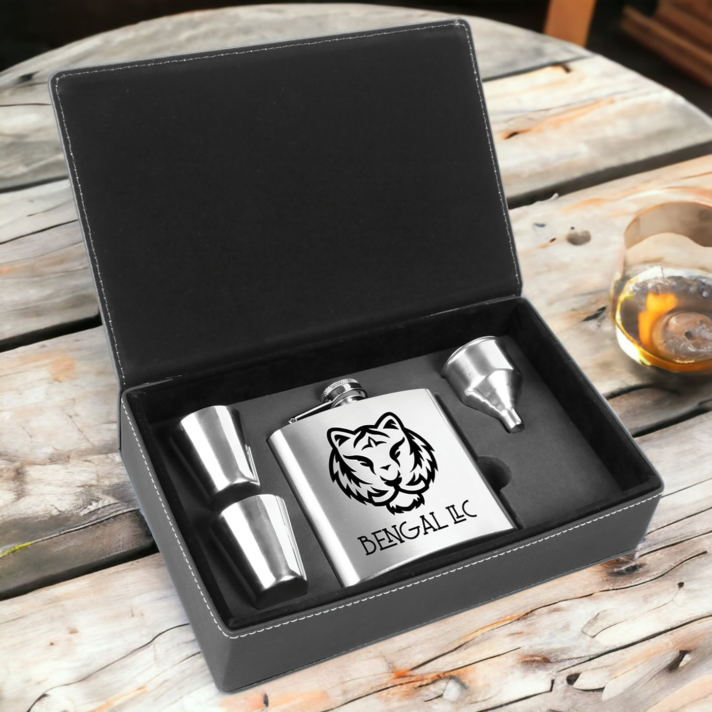 Custom Engraved 6oz Flask Gift Set