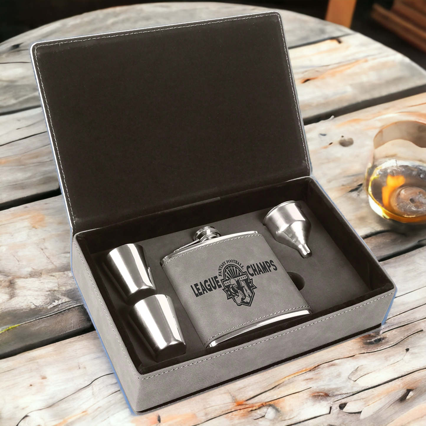 Custom Engraved 6oz Flask Gift Set