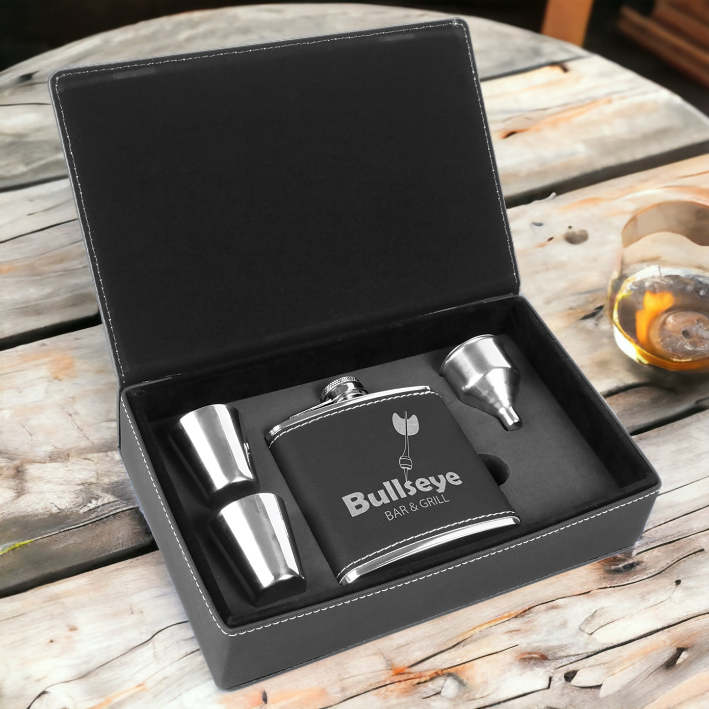 Custom Engraved 6oz Flask Gift Set