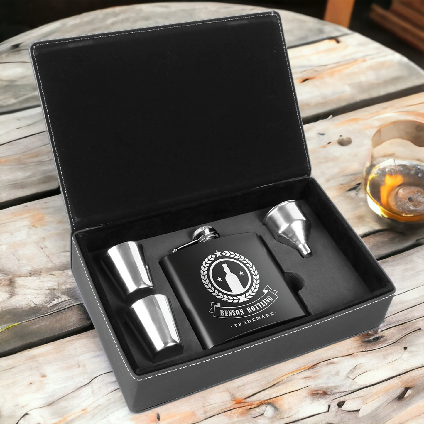 Custom Engraved 6oz Flask Gift Set