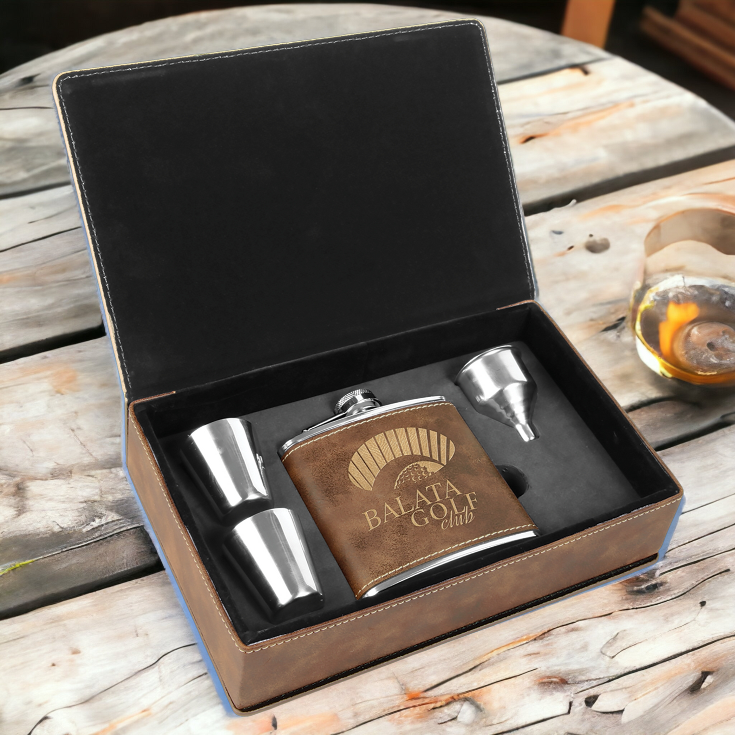 Custom Engraved 6oz Flask Gift Set