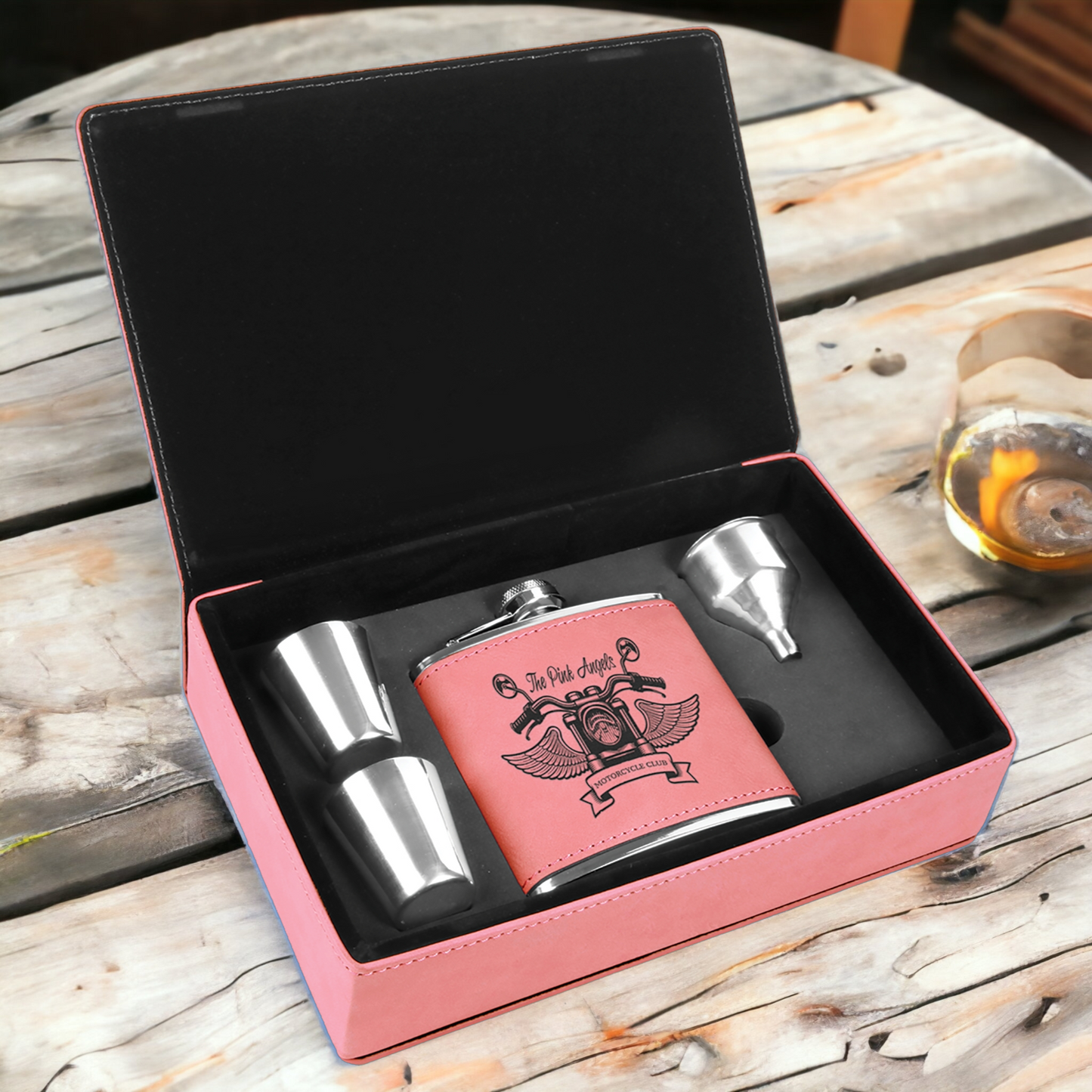 Custom Engraved 6oz Flask Gift Set