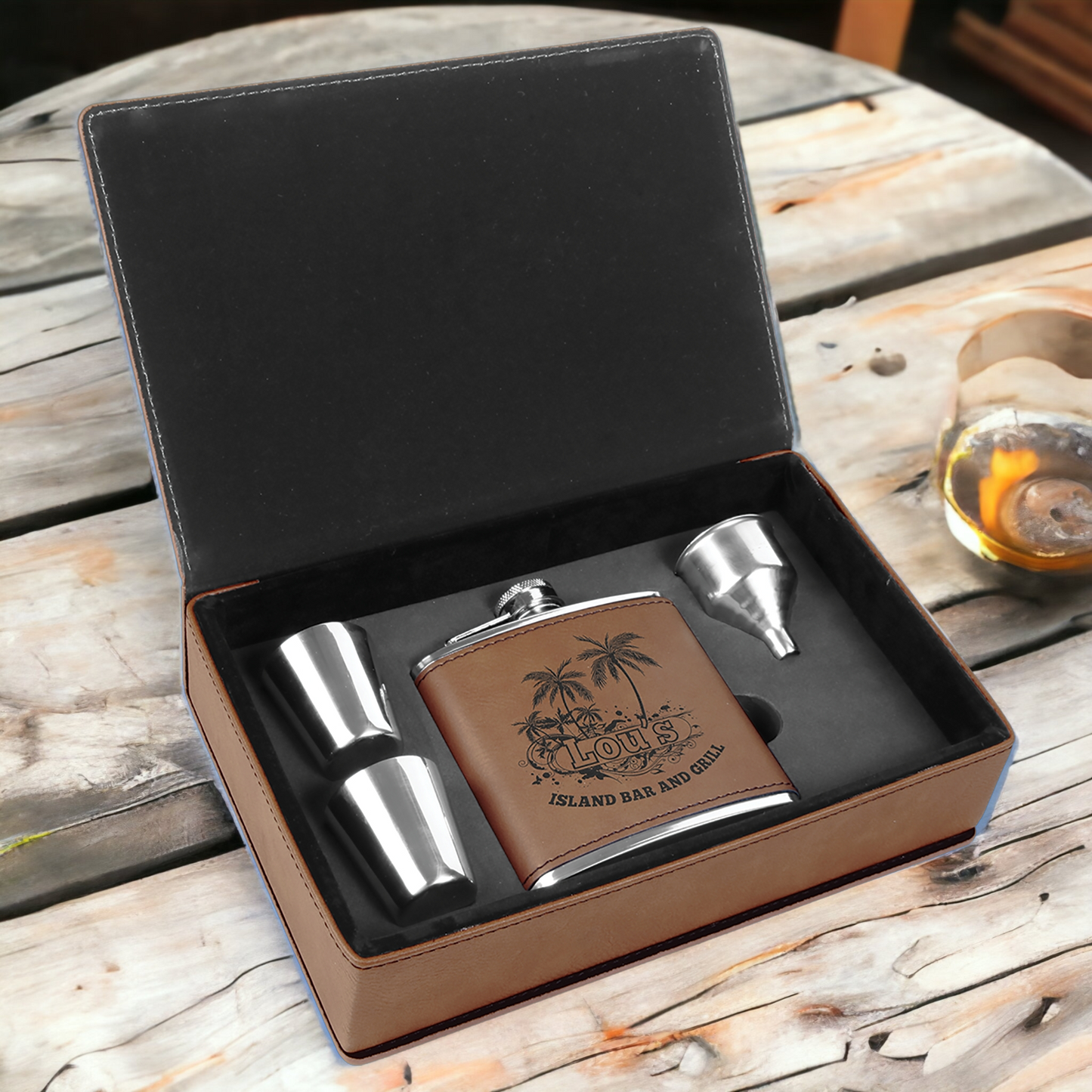 Custom Engraved 6oz Flask Gift Set