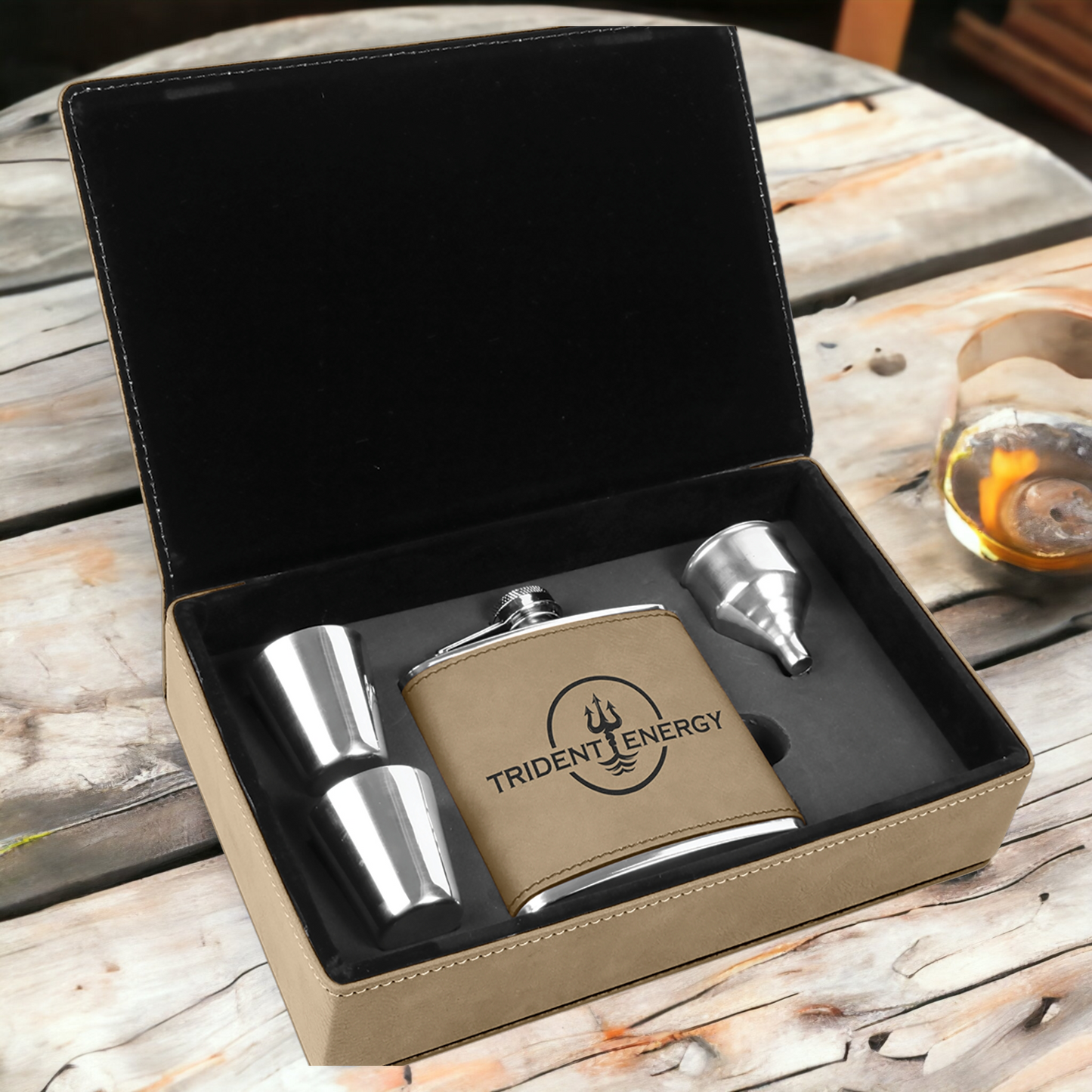 Custom Engraved 6oz Flask Gift Set