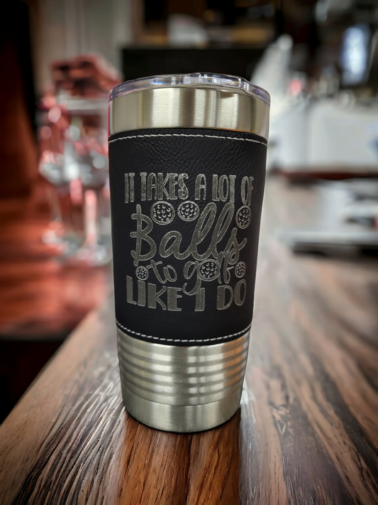 Happy Accident - 20oz Leatherette Tumbler (Black/Silver)