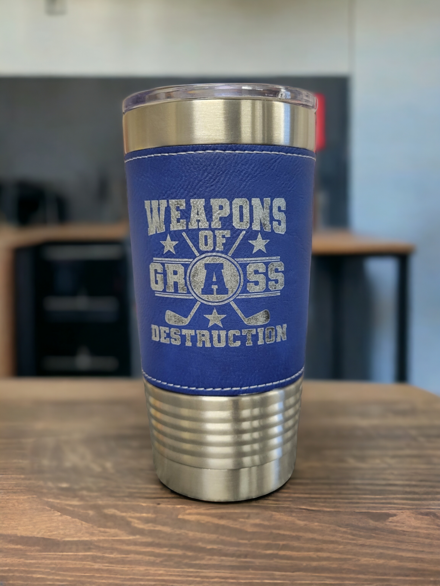 Happy Accident! 20oz Blue/Silver leatherette Tumbler