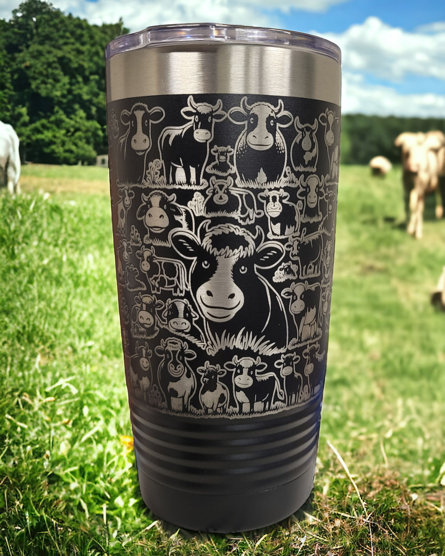 20oz Black "Cowtastic" Tumbler