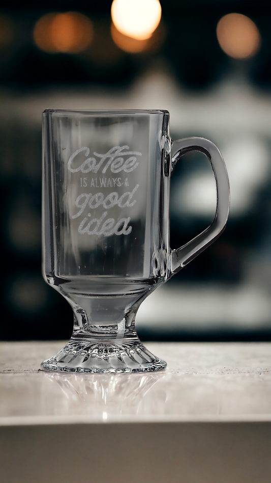 Custom Engraved 10oz Clear Footed Coffee Mug