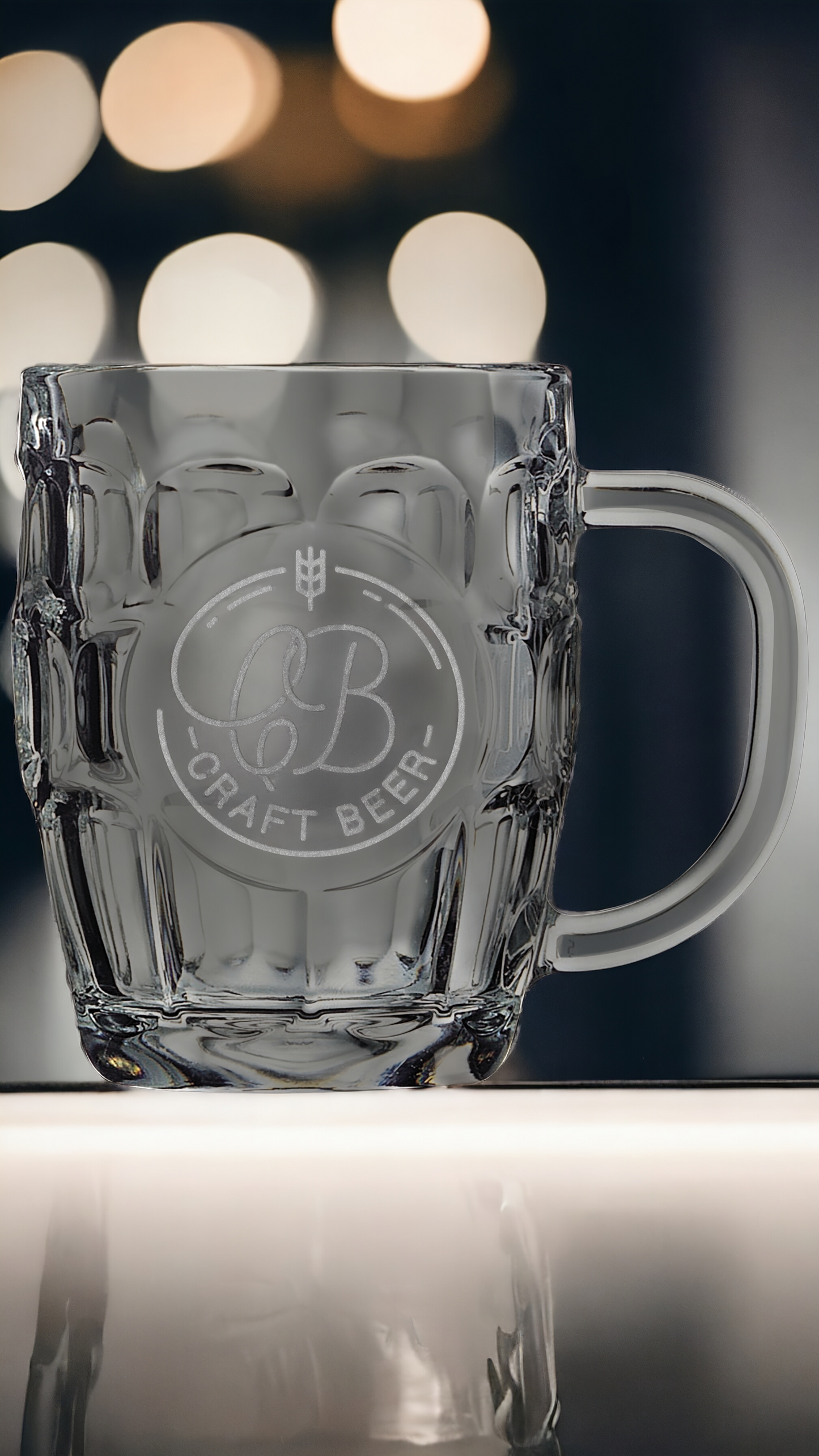 Custom Engraved 20oz Beer Mug w/Handle & Round Engraving Area