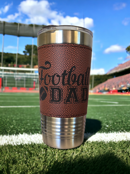 20oz Football Leatherette Tumbler "Football Dad"