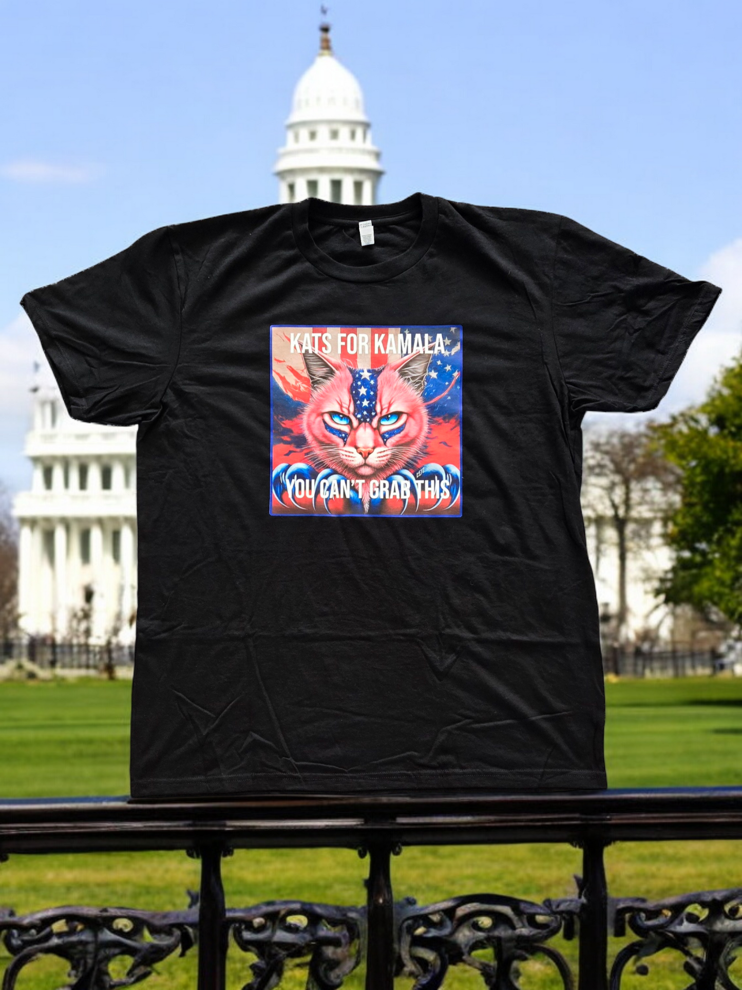 "Kats for Kamala" T-Shirt Black (Crew or V-neck)