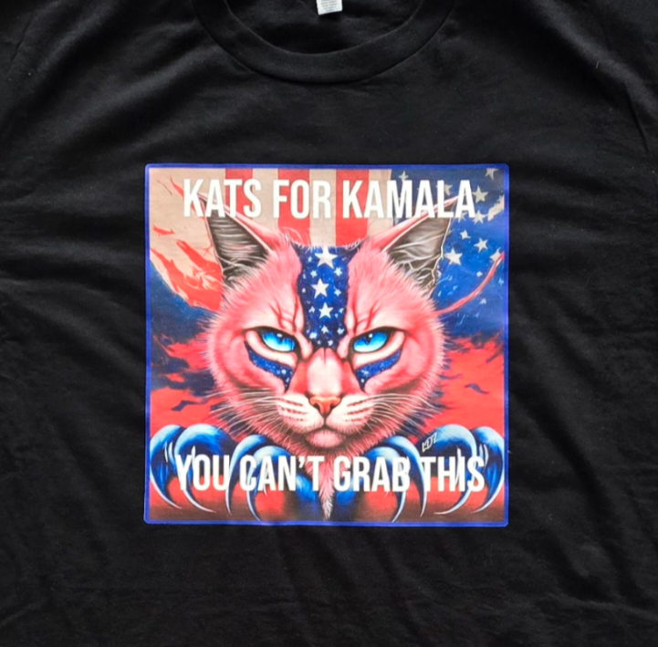 "Kats for Kamala" T-Shirt Black (Crew or V-neck)