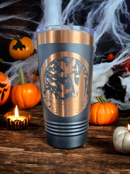 20oz Copper Tone Tumbler "Halloween" Theme