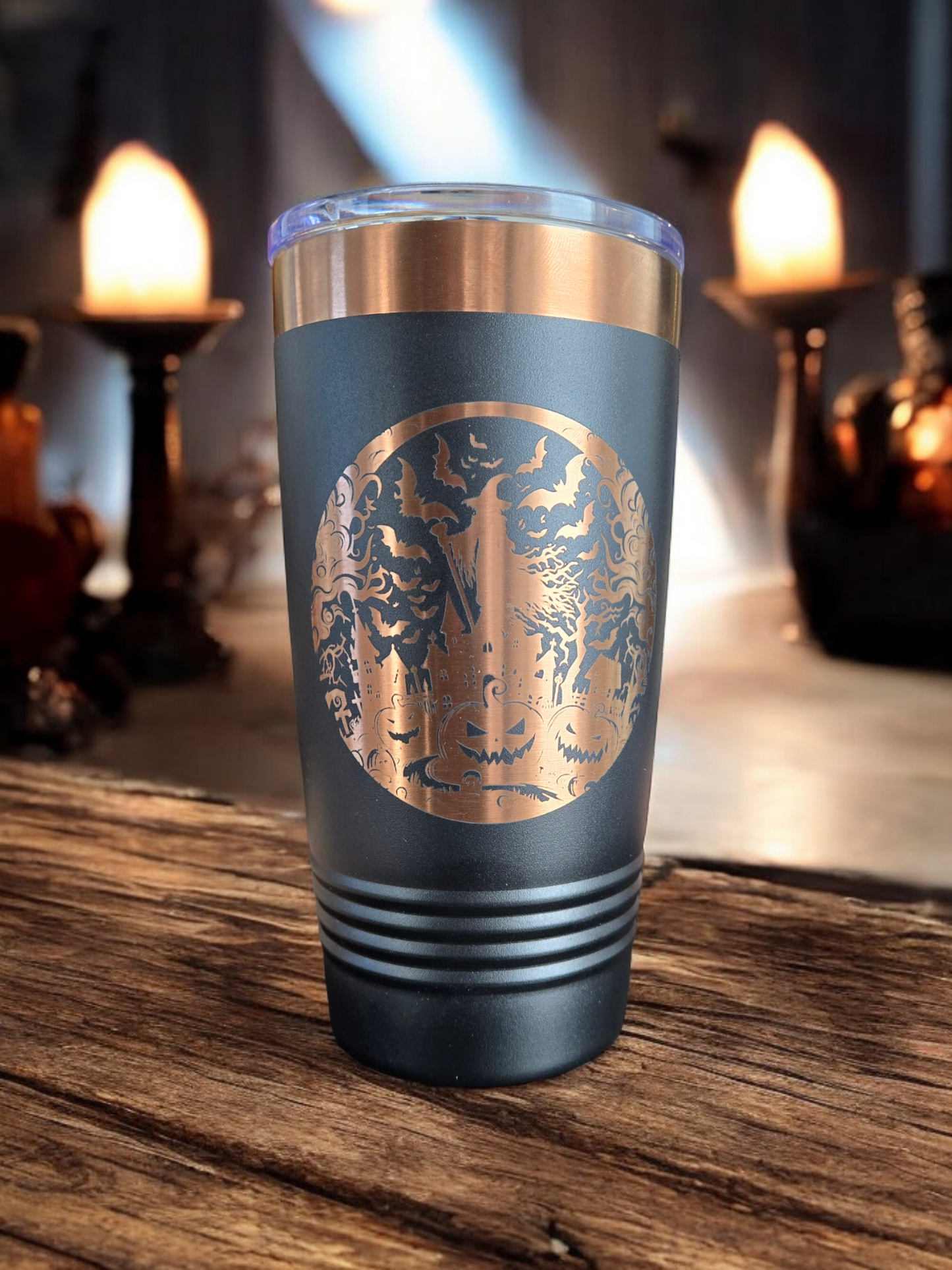 20oz Copper Tone Tumbler "Halloween" Theme