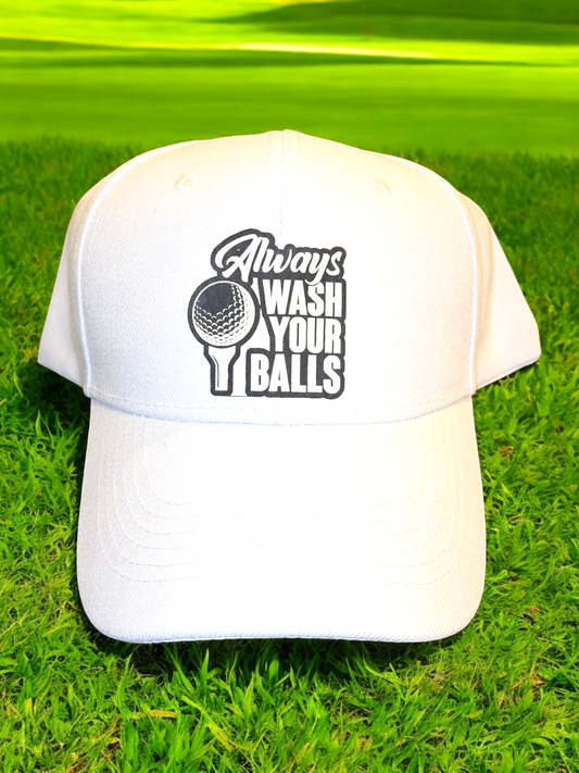 White Dad Cap "Always Wash Your Balls"