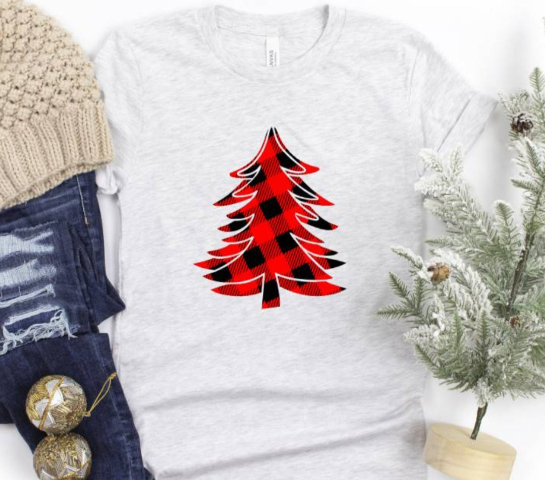 Black and Red Plaid Tree Design