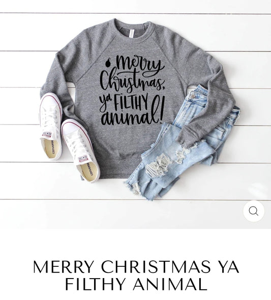 MERRY CHRISTMAS YOU FILTHY ANIMAL DESIGN