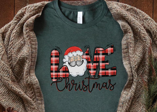 Red plaid Santa Love Christmas Design