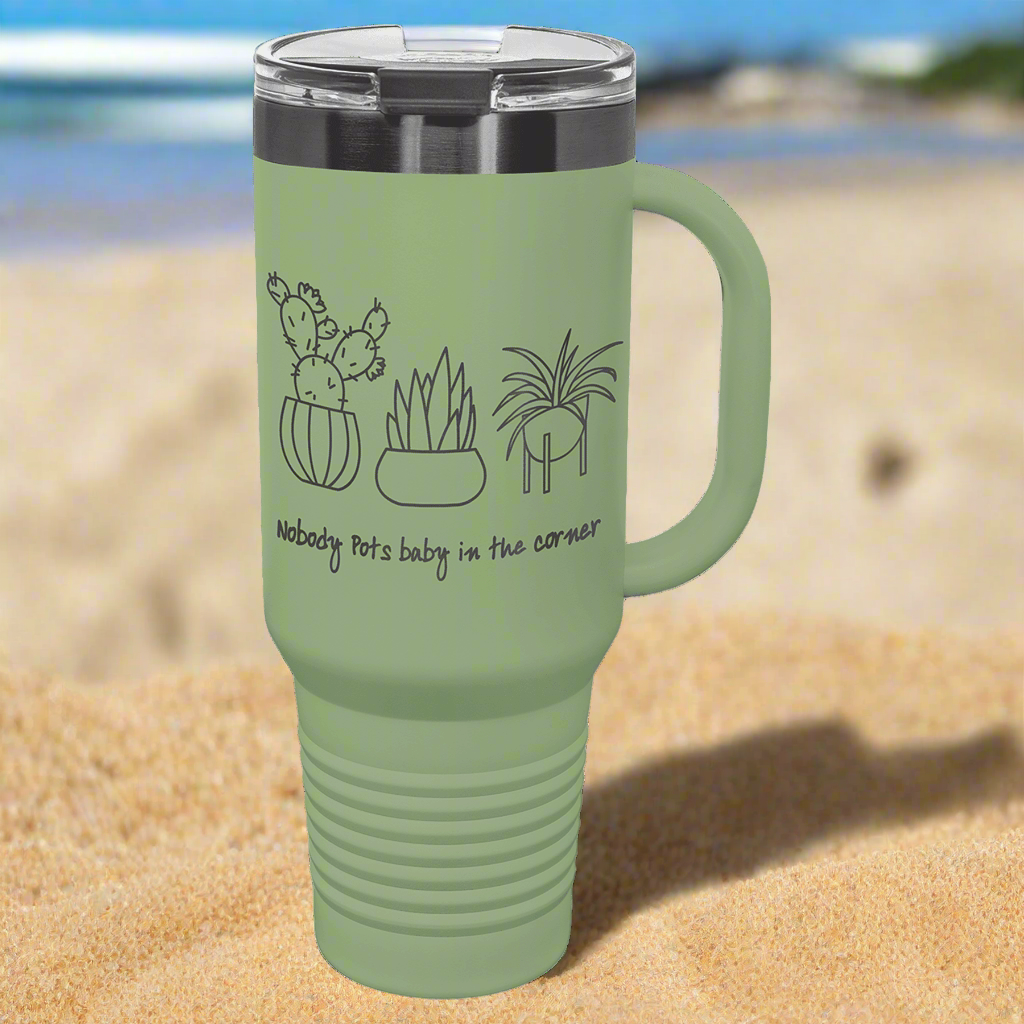 Custom Engraved 40oz Travel Mug w/ Handle & Straw, "Polar Camel" Brand