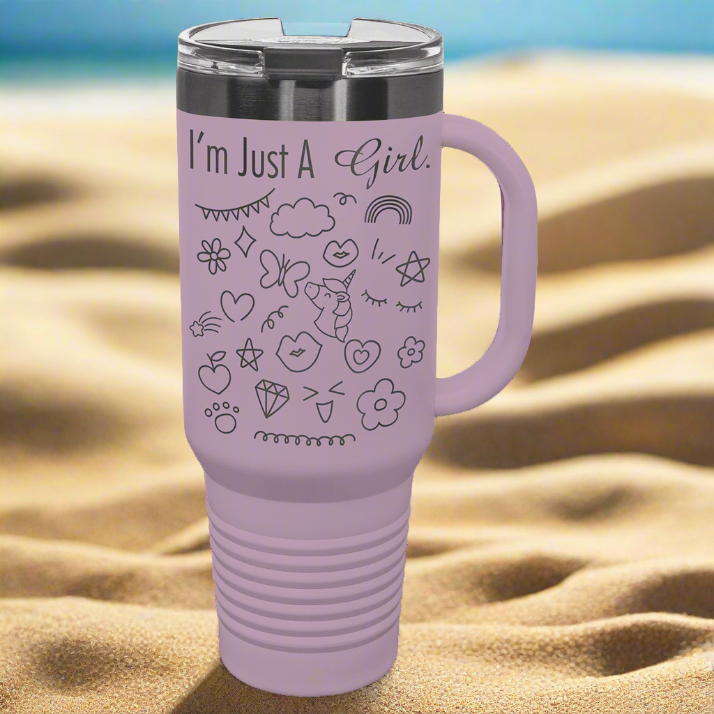 Custom Engraved 40oz Travel Mug w/ Handle & Straw, "Polar Camel" Brand