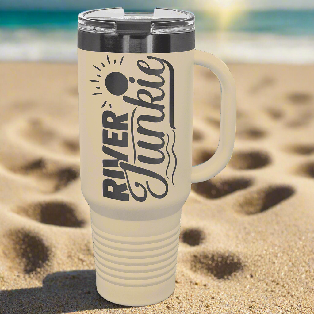 Custom Engraved 40oz Travel Mug w/ Handle & Straw, "Polar Camel" Brand