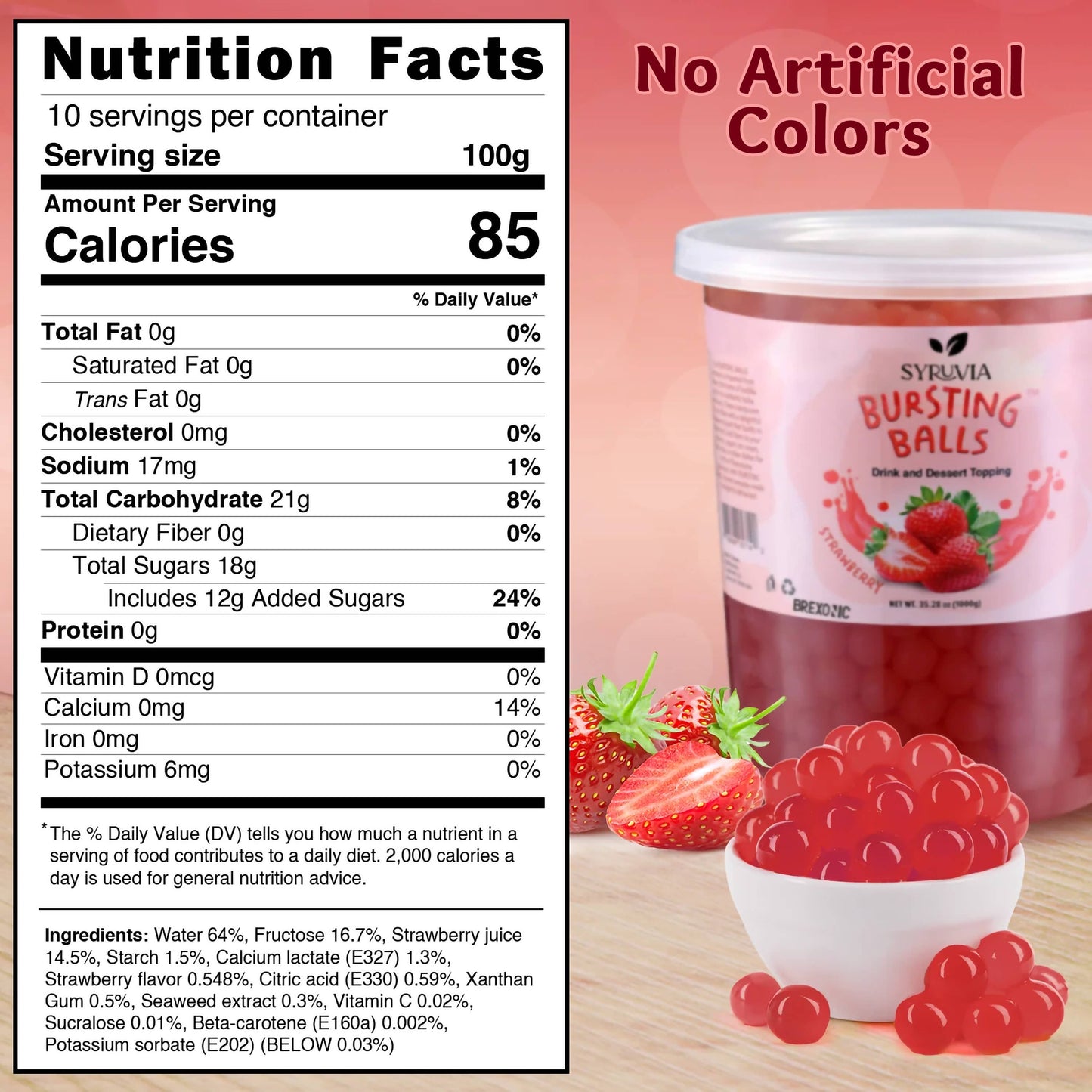 2 LB Strawberry Flavored Popping Boba