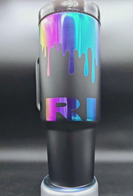 40oz Full Wrap Rainbow Pride Mug w/Handle and Straw