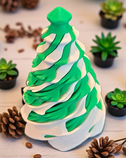 3D Printed Christmas Tree Fidget (Snow Covered)
