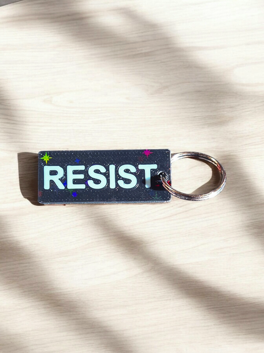 "RESIST" Holographic Key Chain