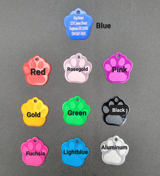 Custom Engraved Dog ID Tag (Paw Shaped)